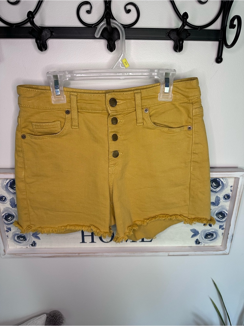 Universal Thread Mustard Yellow High-Rise Button-Front Jean Shorts